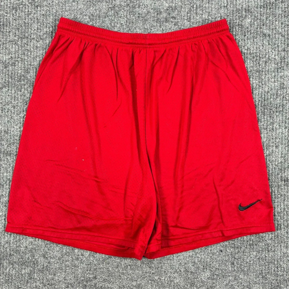 Vintage Nike Basketball Shorts Mens Size L Red Mesh Gray Tag Swoosh 90s Y2K
